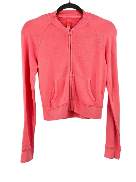 SKIMS Jackets & Blazers - SKIMS Women's Neon Pink Terry Lined Full Zip Sweatshirt Jacket Small